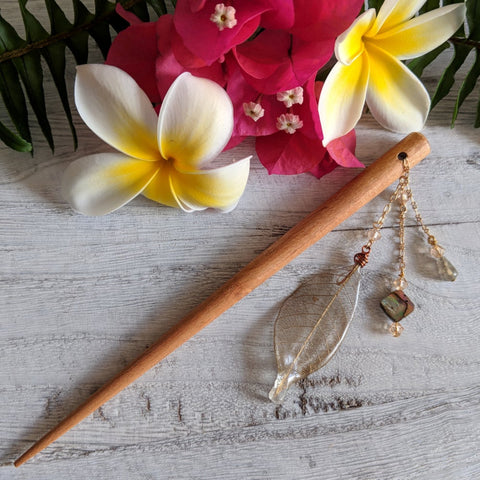 Copper Skeleton Leaf Hairstick