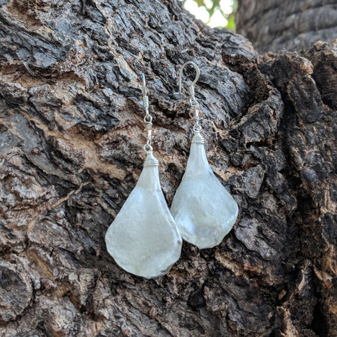 White Orchid Petal Earrings