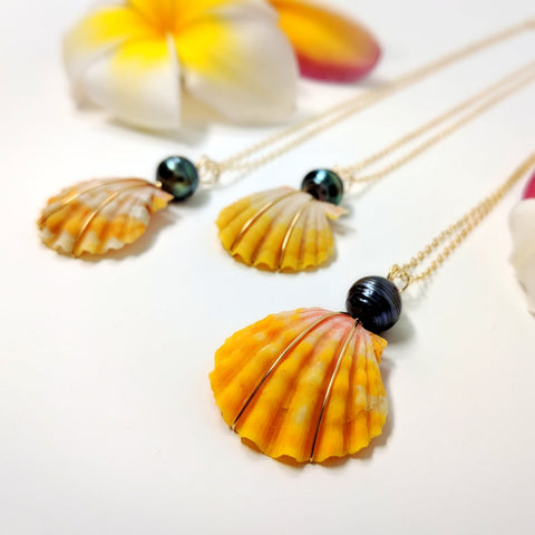 Sunrise Shells with Tahitian Pearls