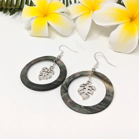 Monstera Hoop Earrings