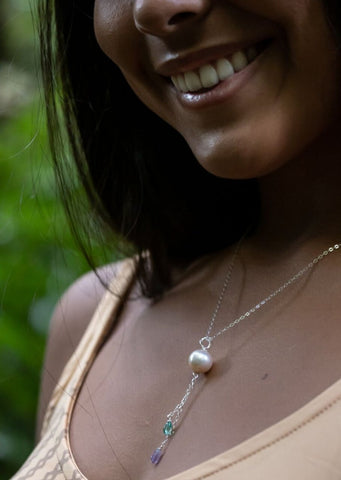 "Something Blue" Pearl Drop Necklace