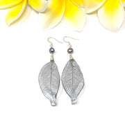 Silver Skeleton Leaf Earrings