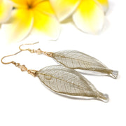 Gold Skeleton Leaf Earrings