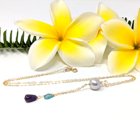 "Something Blue" Pearl Drop Necklace