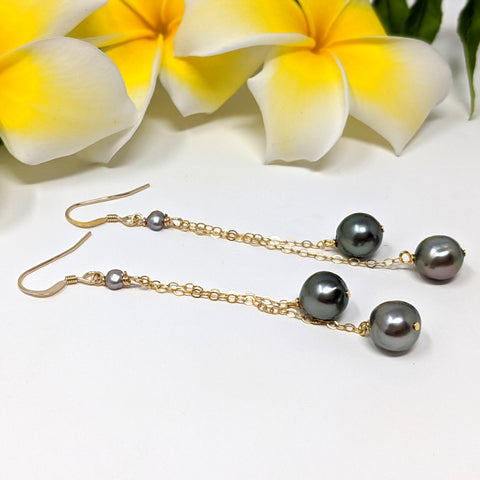 Māhealani Earrings - Tahitian Pearls