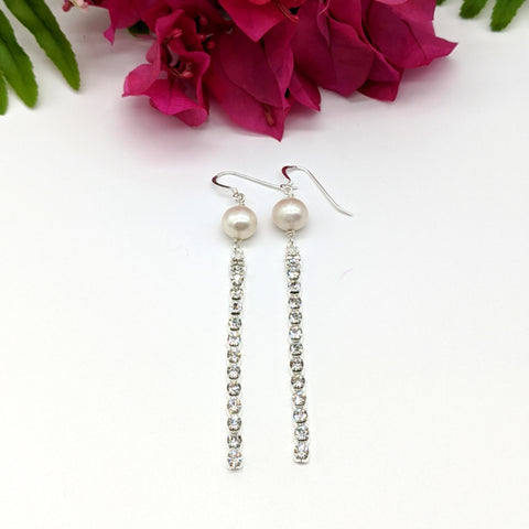 CZ and Pearl Earrings