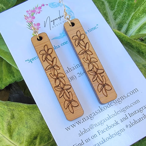 Plumeria Bar Earrings
